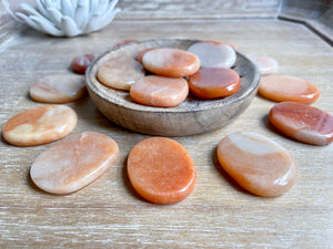 Red Aventurine Flat Palm Stone