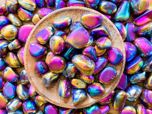 Rainbow Aura Quartz Tumbled Stone