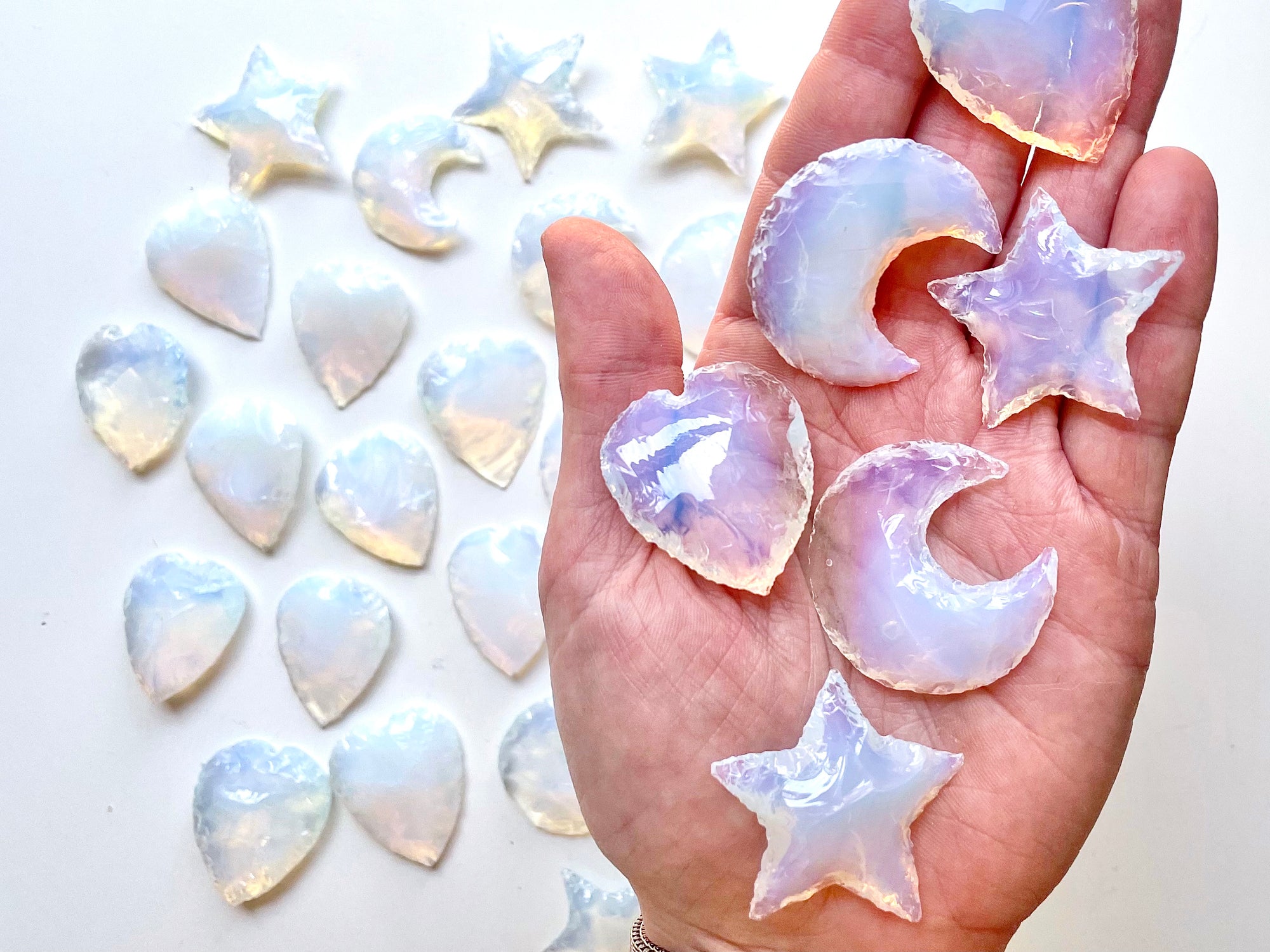Opalite Carving || Moon, Star & Heart