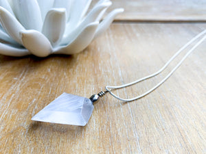 Selenite Diamond Pendant Necklace
