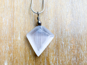 Selenite Diamond Pendant Necklace