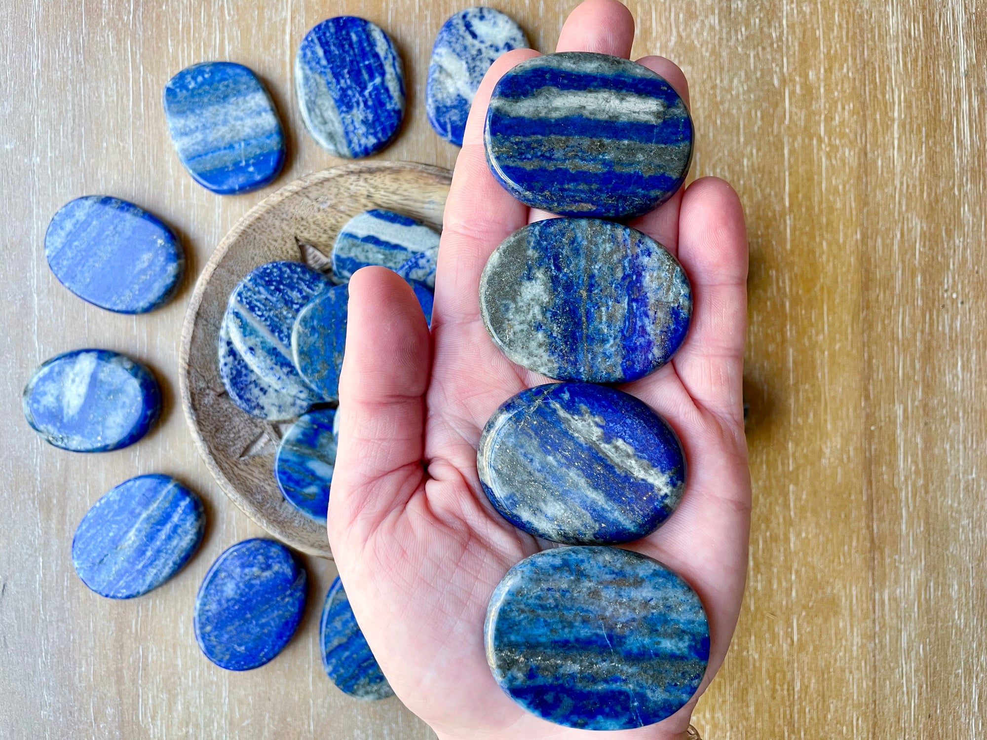 Lapis Lazuli Flat Palm Stone