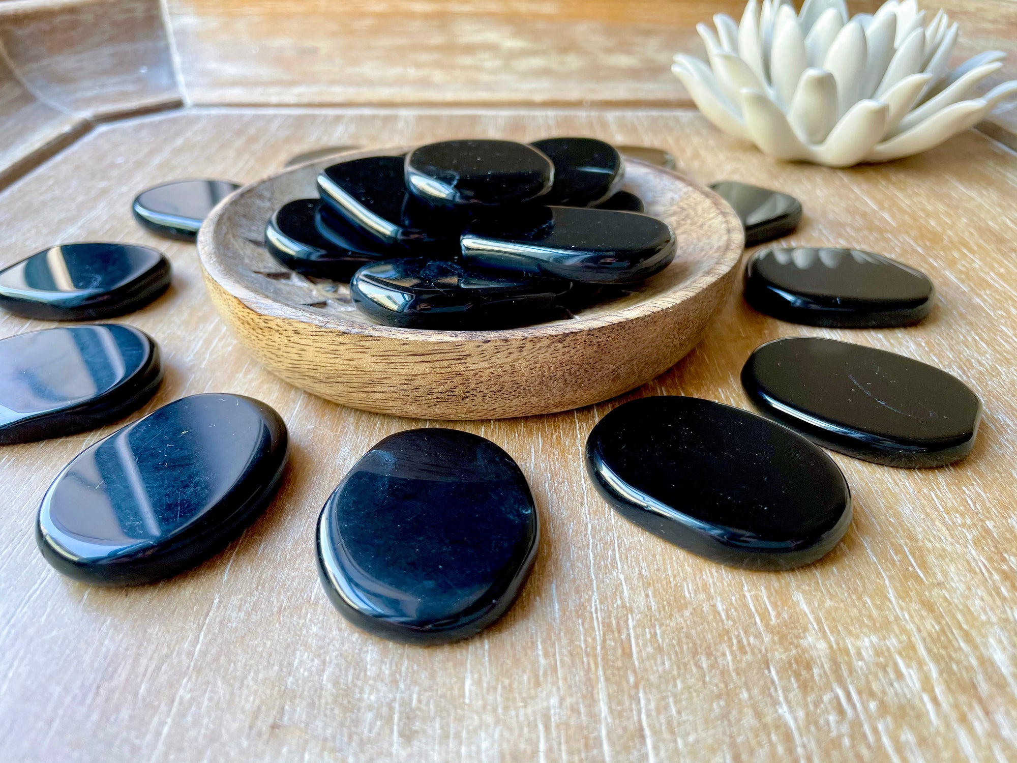 Black Obsidian Flat Palm Stone