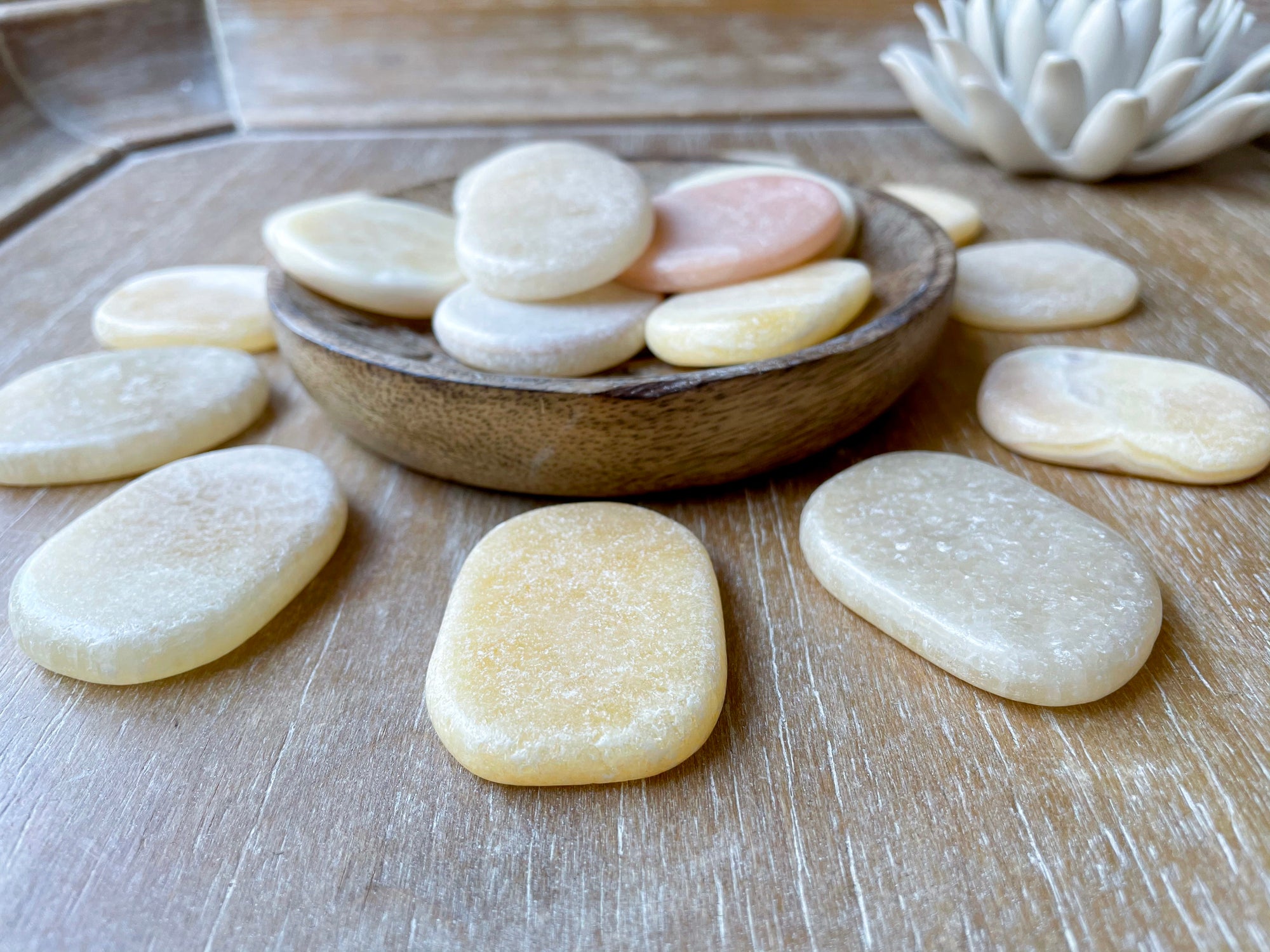 Orange Calcite Flat Palm Stone