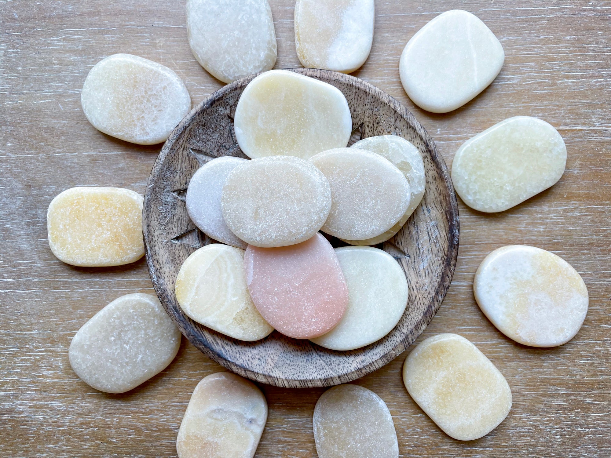 Orange Calcite Flat Palm Stone