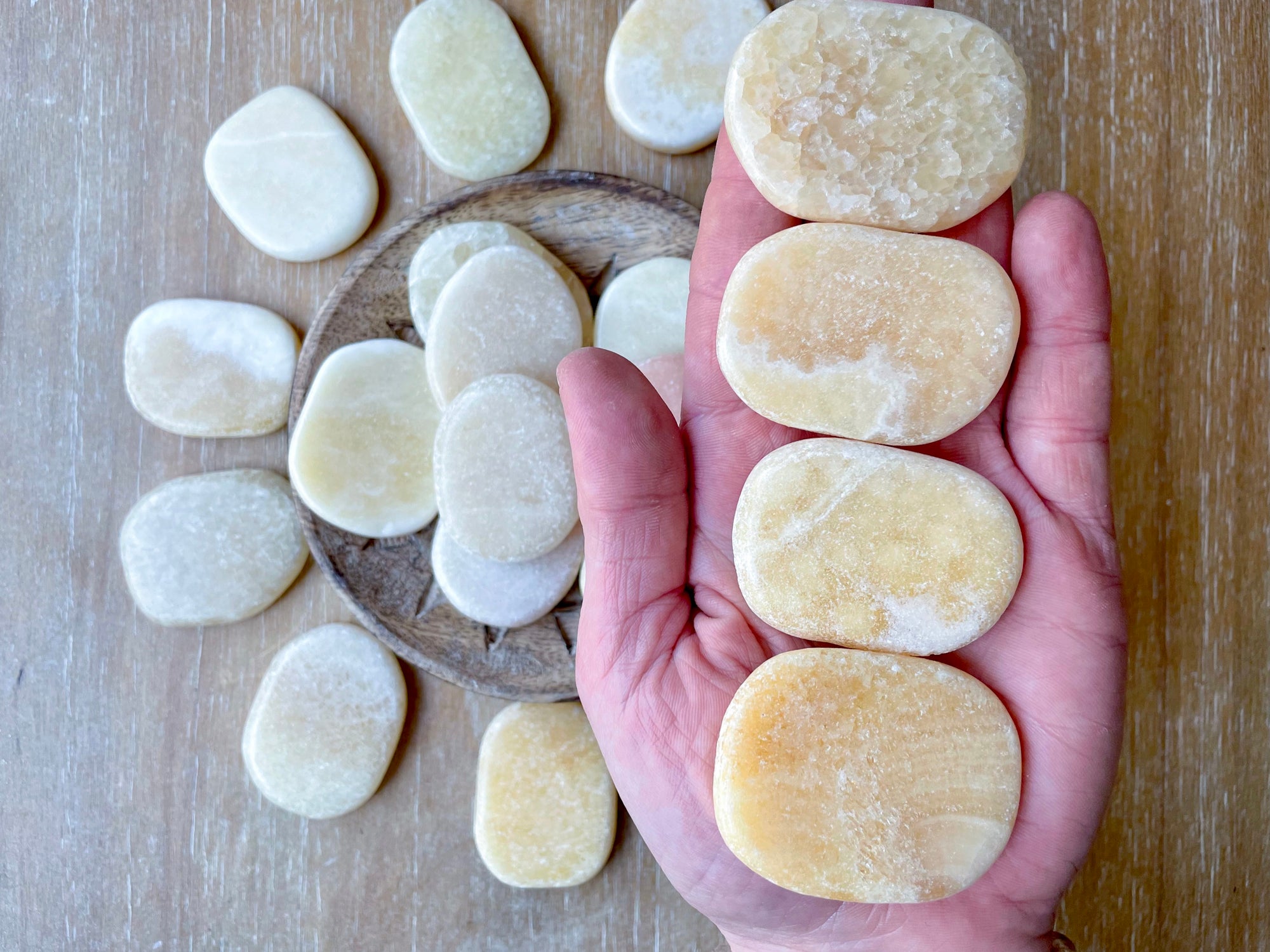 Orange Calcite Flat Palm Stone