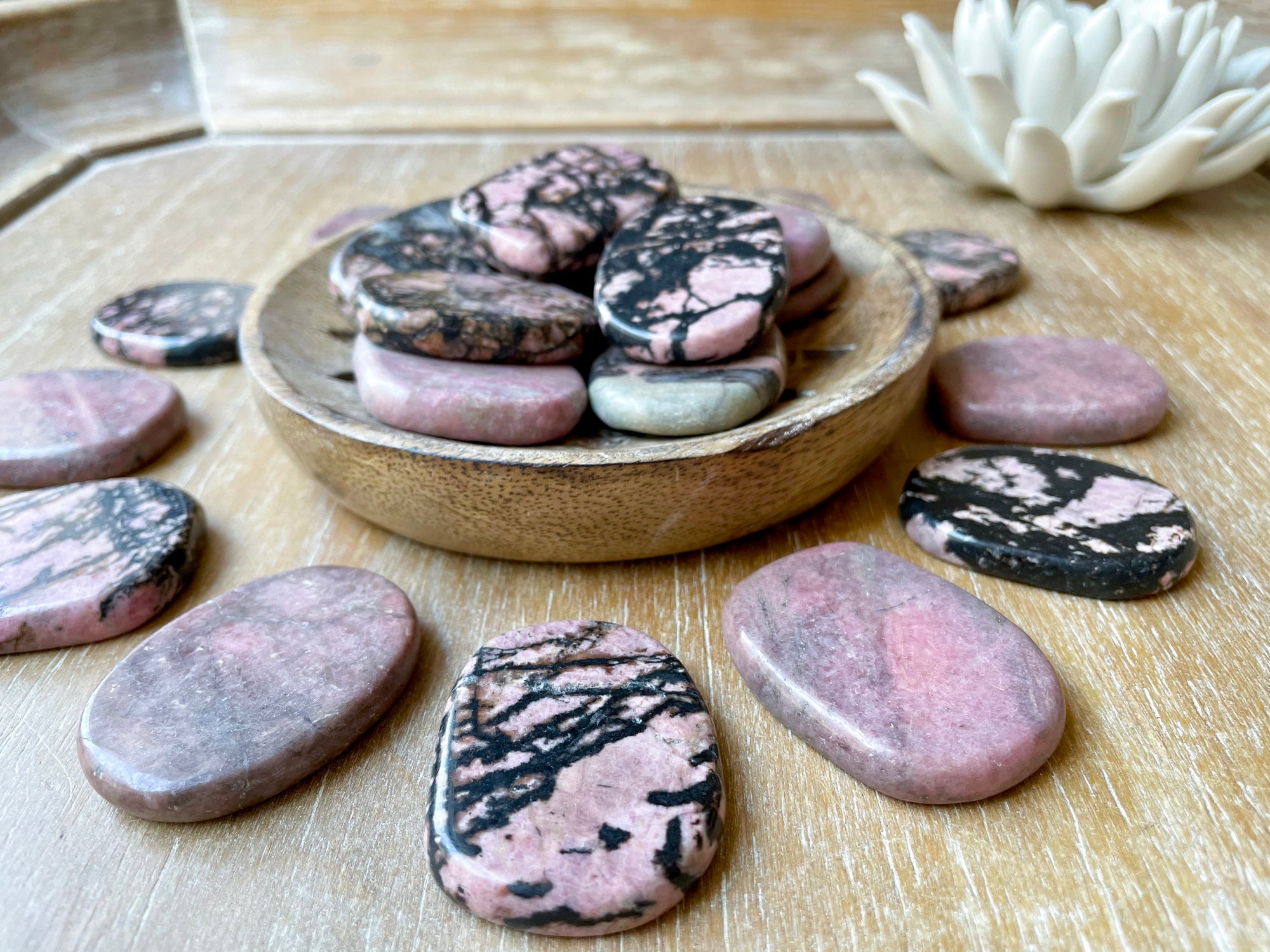 Rhodonite Flat Palm Stone