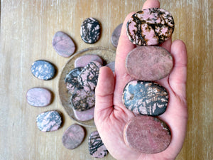 Rhodonite Flat Palm Stone