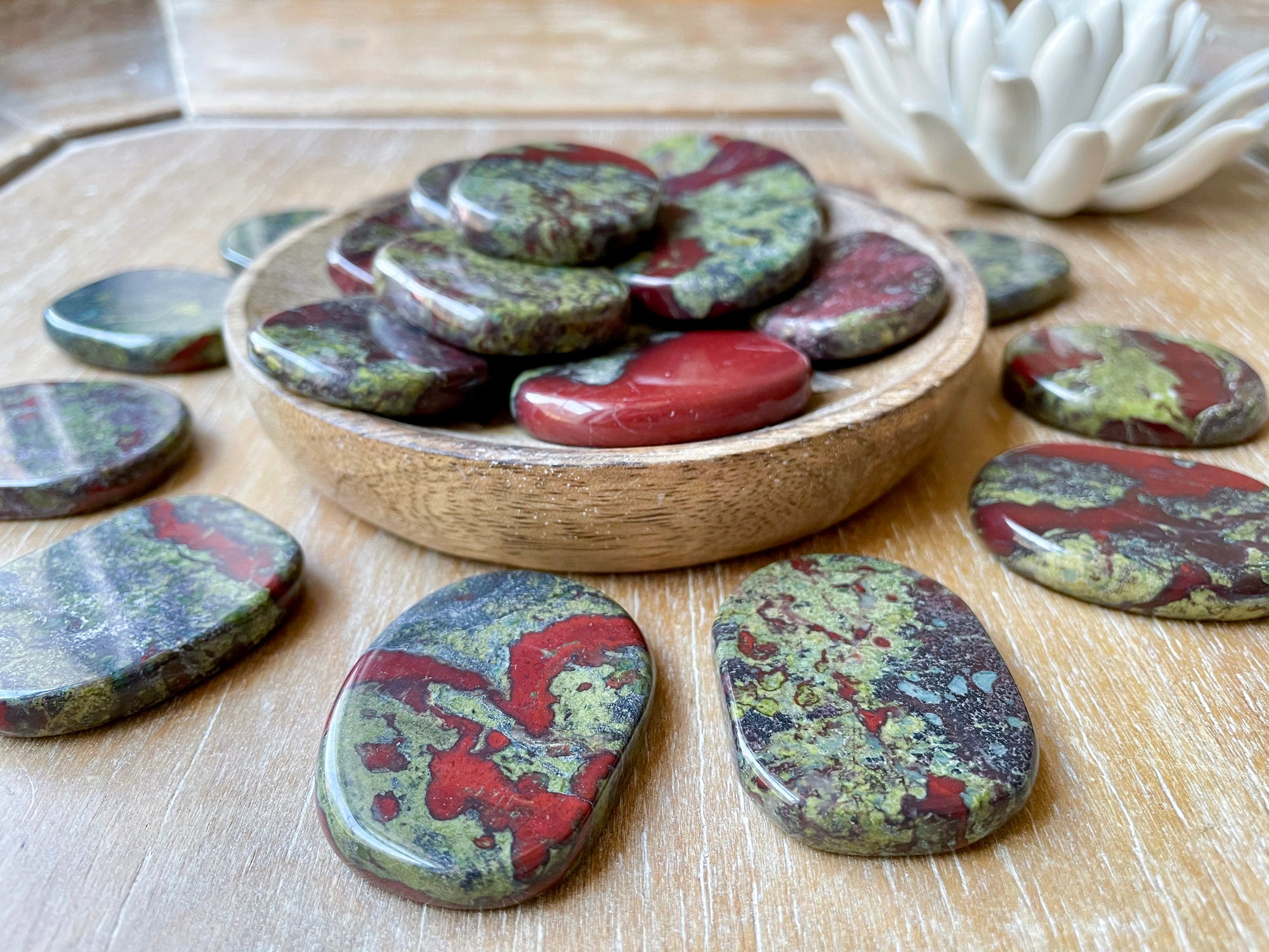 Dragon Blood Jasper Flat Palm Stone