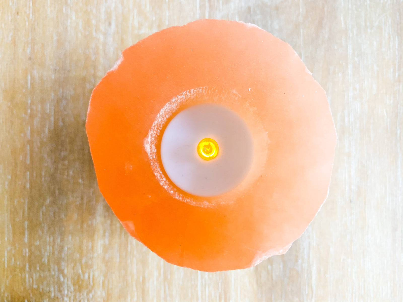 Peach Selenite Candle Holder