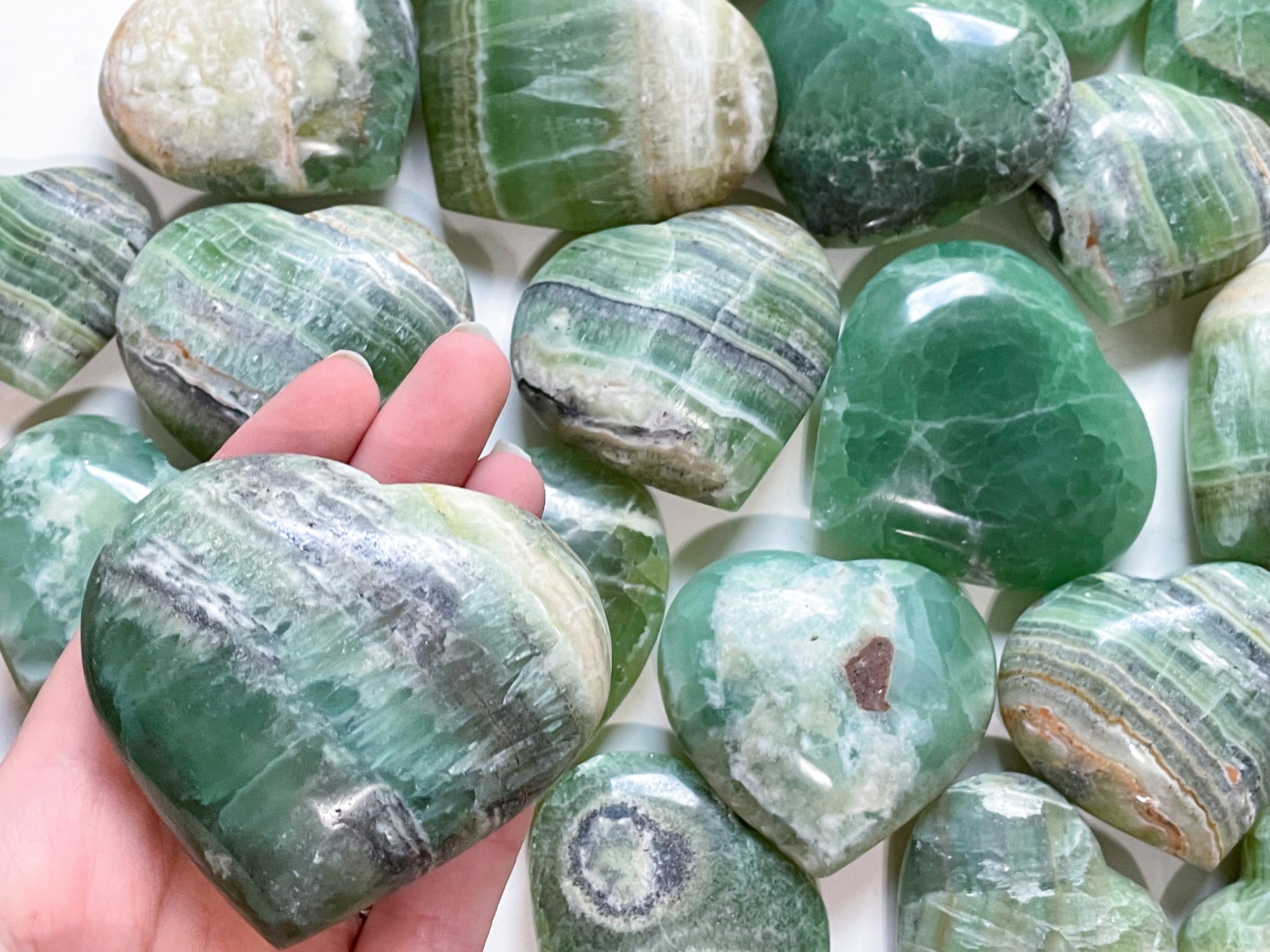 Kiwi Calcite Heart