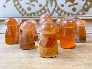Honey Calcite Mushroom Carving