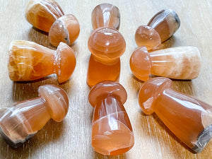 Honey Calcite Mushroom Carving