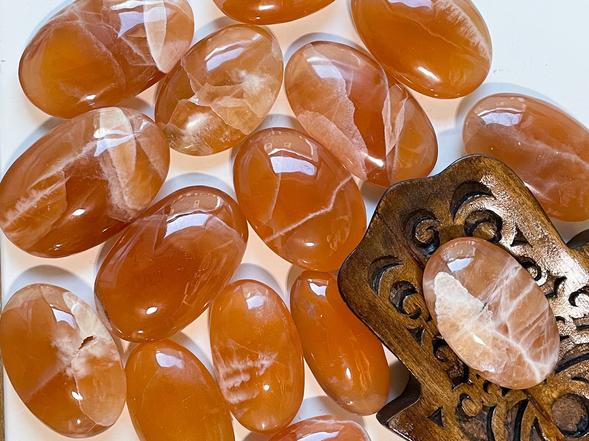 Honey Calcite Palm Stone