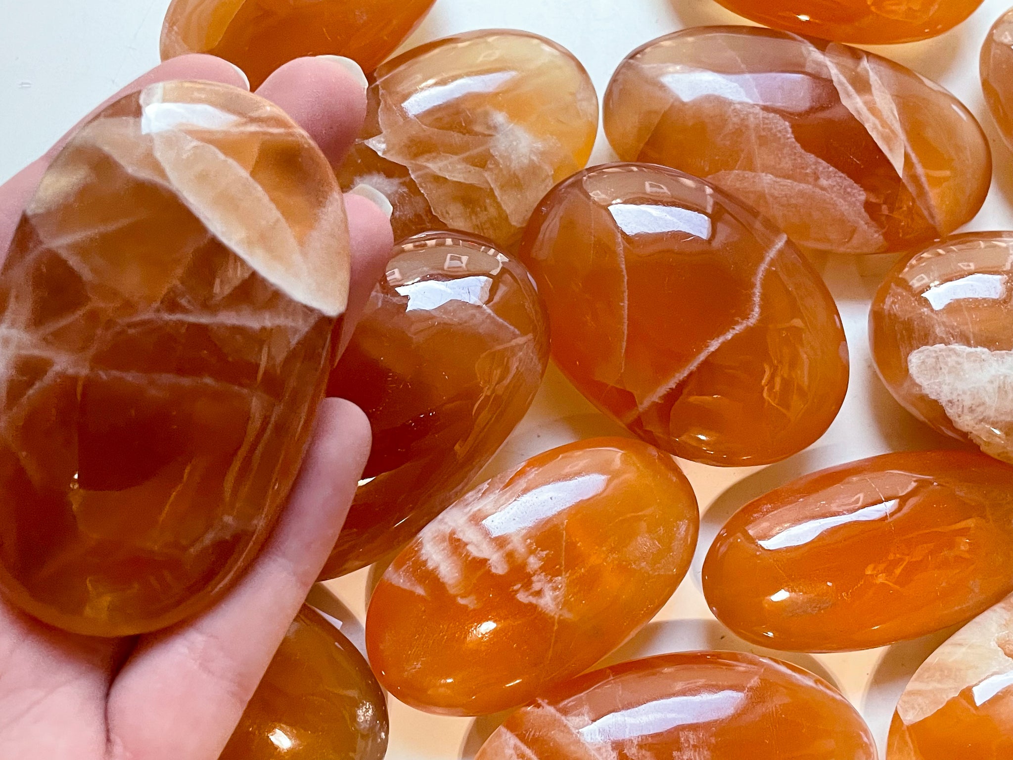 Honey Calcite Palm Stone - Angelic Roots