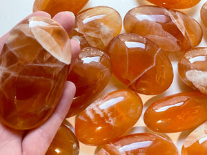 Honey Calcite Palm Stone