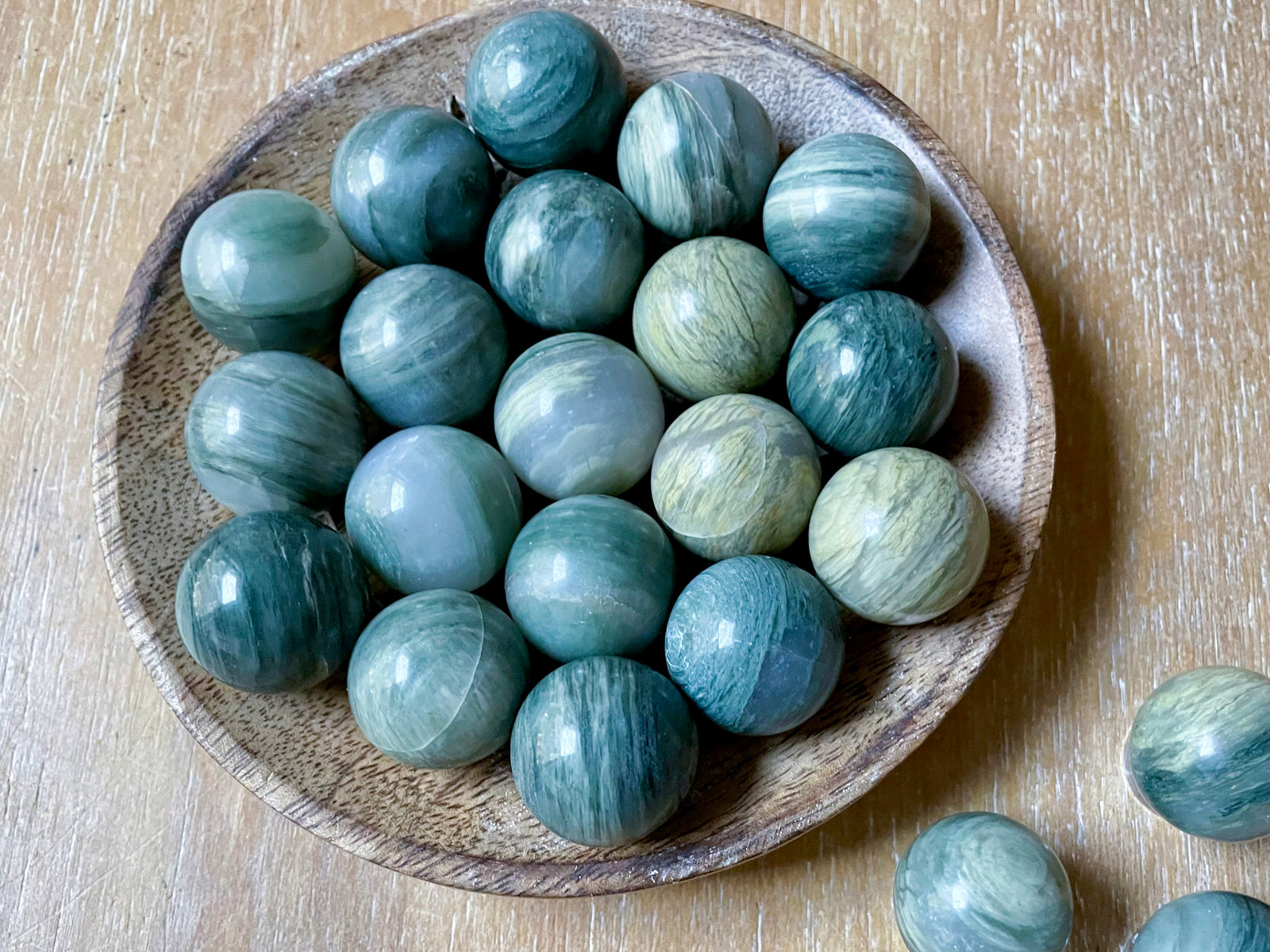 Green Hair Jasper Sphere || Marble