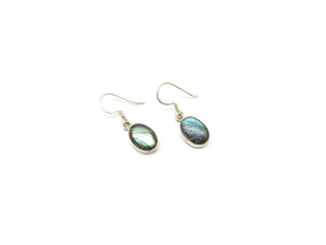 Labradorite Large Oval Drop Earrings - Large