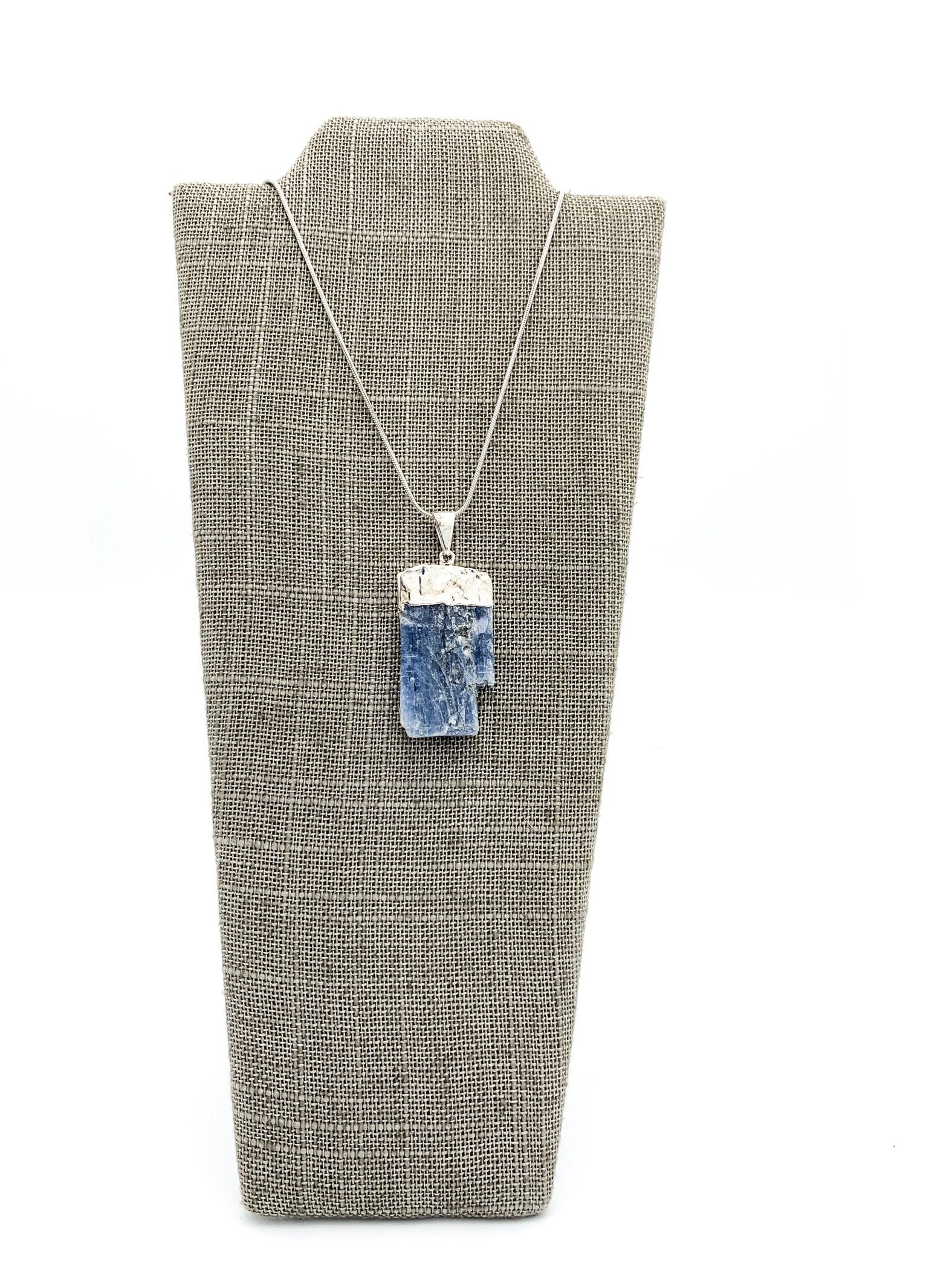 Kyanite Silver Dipped Pendant Necklace