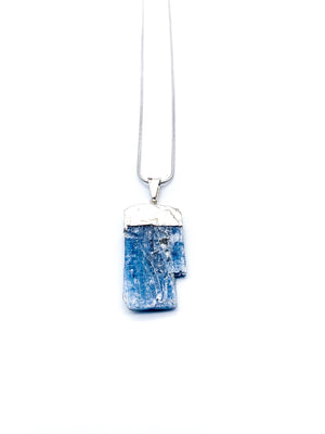 Kyanite Silver Dipped Pendant Necklace