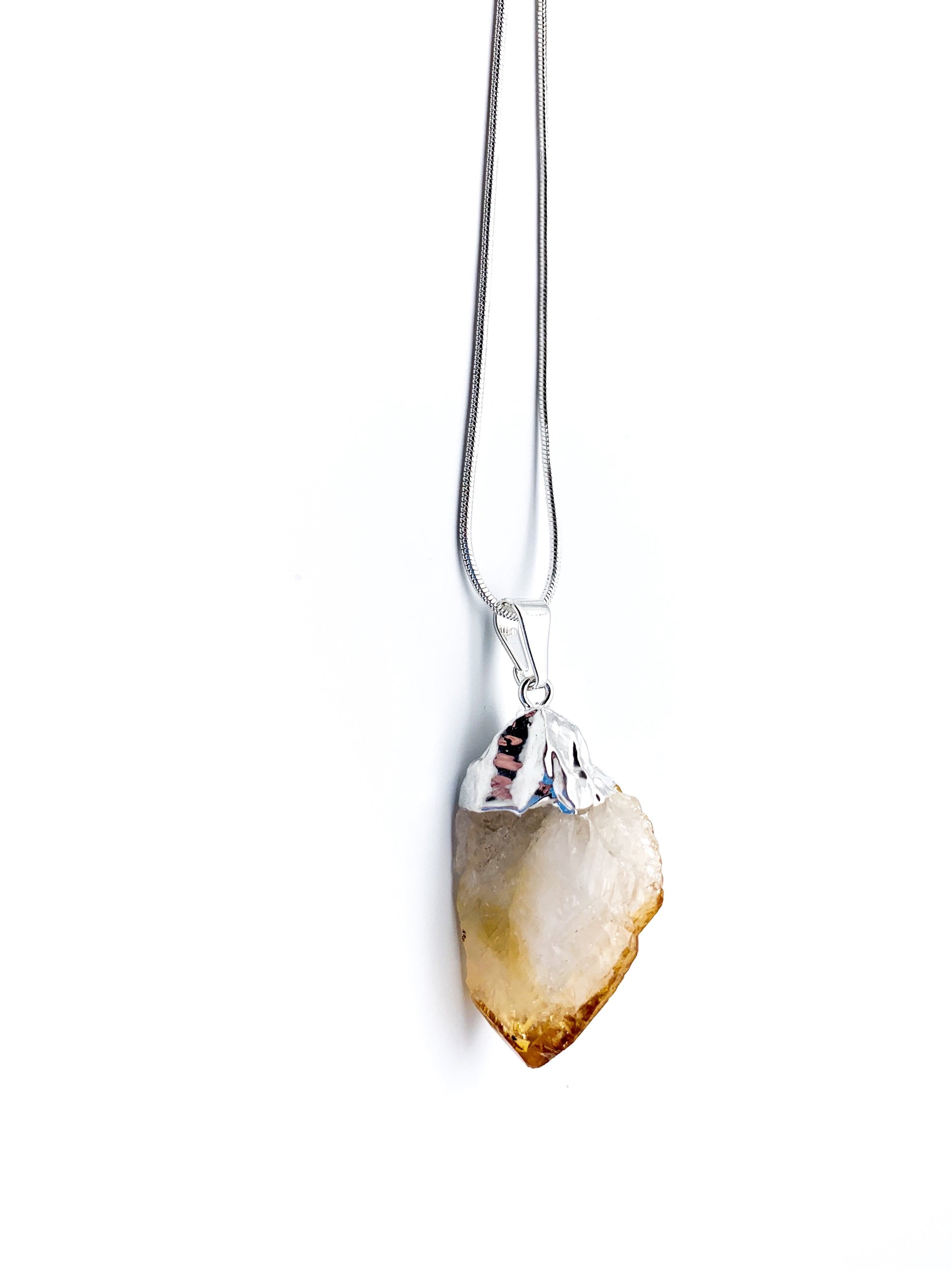 Citrine Silver Dipped Pendant Necklace