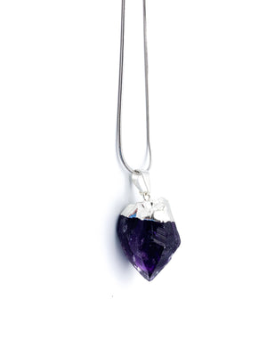 Amethyst Silver Dipped Pendant Necklace