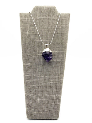 Amethyst Silver Dipped Pendant Necklace