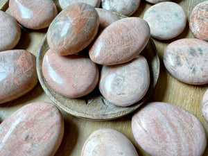 Peach Moonstone Palm Stone