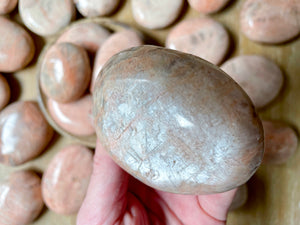 Peach Moonstone Palm Stone