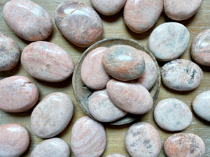 Peach Moonstone Palm Stone