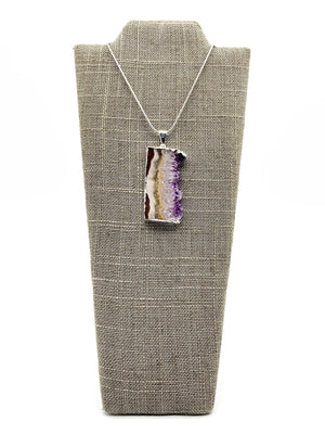 Amethyst Slice Silver Dipped Pendant Necklace