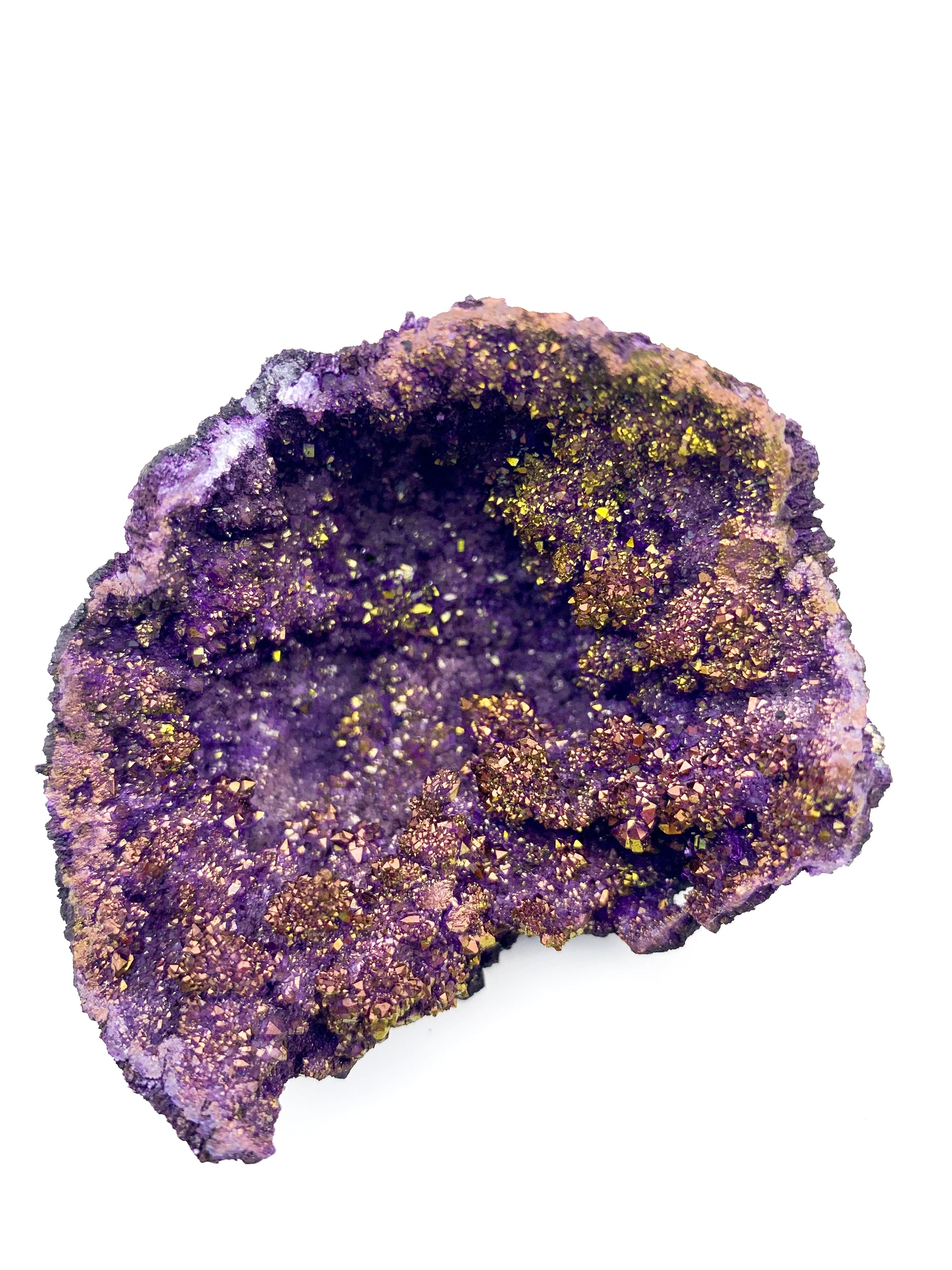 Purple & Gold Titanium Coated Moroccan Quartz Geode Halves