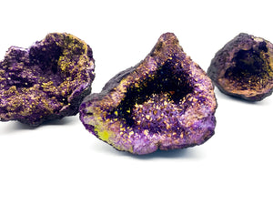 Purple & Gold Titanium Coated Moroccan Quartz Geode Halves