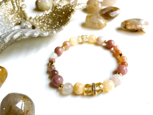 Connecting with Archangels || Archangel Azrael || Bracelet with Yellow Calcite, Flower Agate, Moonstone & Citrine