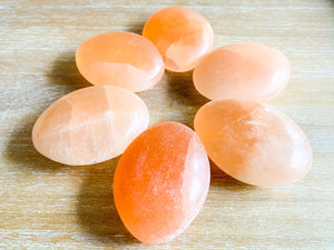 Peach Selenite Palm Stone