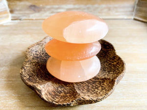 Peach Selenite Palm Stone