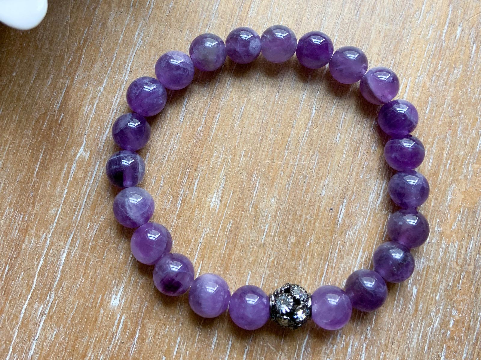 Amethyst and Micro Pave Beaded Bracelet || Reiki Infused