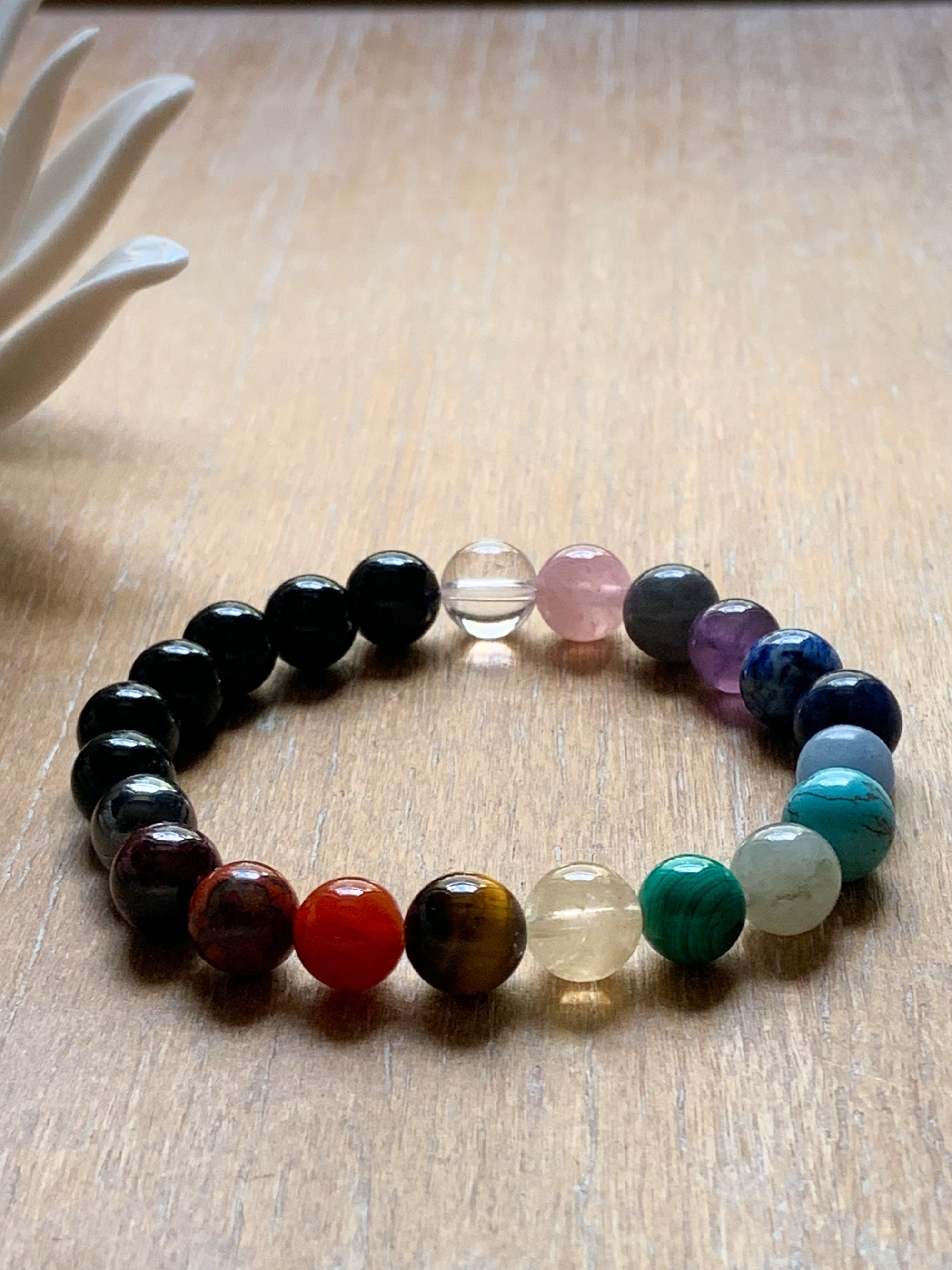Rising Chakra Mala Boho Crystal Bracelet || Reiki Infused || Tourmaline Beads