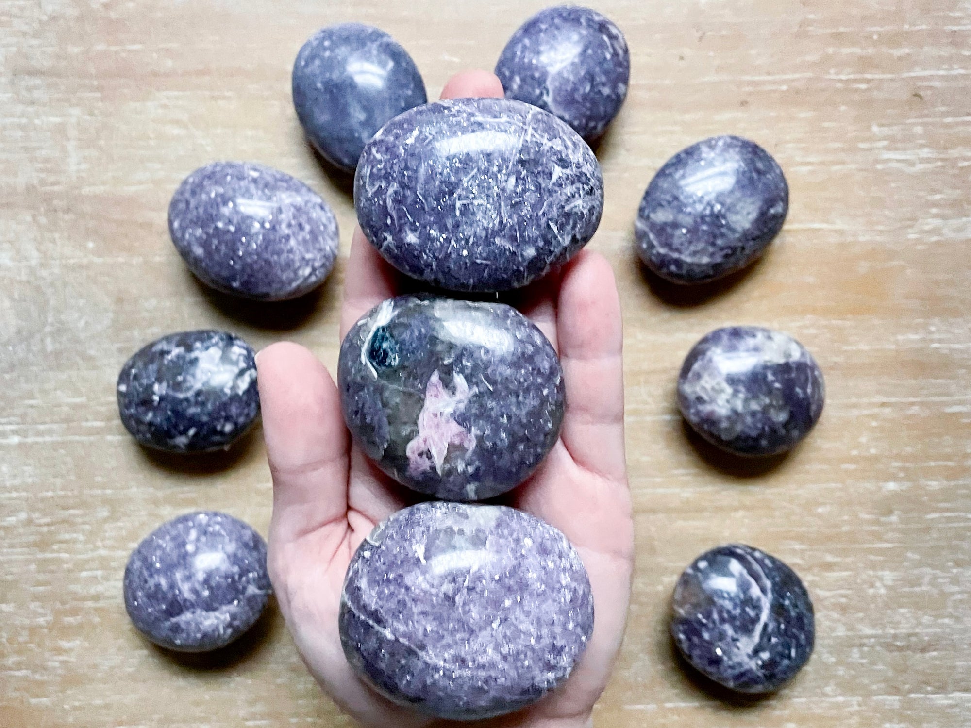 Lepidolite Puffy Palm Stone