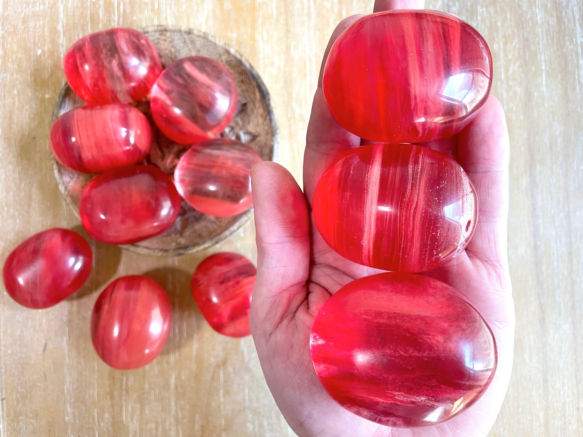 Cherry Quartz Palm Stones