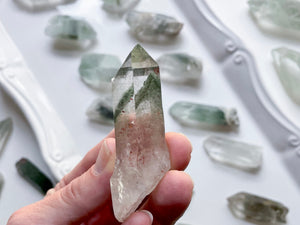 Green Phantom Quartz Points || India