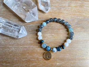 Evil Eye Protection || Lemurian Aqautine Calcite, Kyanite, Labradorite, Apatite & Moonstone Faceted Bracelet || Reiki InfusedEvil Eye Protection || Lemurian Aqautine Calcite, Kyanite, Labradorite, Apatite & Moonstone Bracelet || Reiki Infused