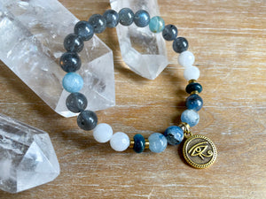 Evil Eye Protection || Lemurian Aqautine Calcite, Kyanite, Labradorite, Apatite & Moonstone Faceted Bracelet || Reiki InfusedEvil Eye Protection || Lemurian Aqautine Calcite, Kyanite, Labradorite, Apatite & Moonstone Bracelet || Reiki Infused