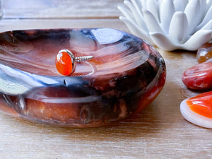 Carnelian Sterling Silver Ring || Rope Band