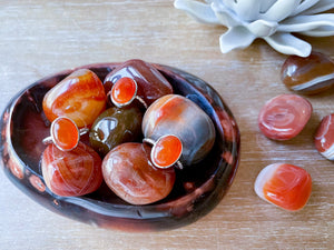 Carnelian Sterling Silver Ring || Rope Band