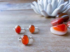 Carnelian Sterling Silver Ring || Rope Band