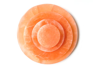 Peach Selenite Round Charging Plate