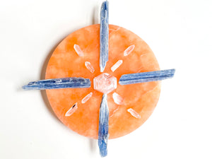 Peach Selenite Round Charging Plate