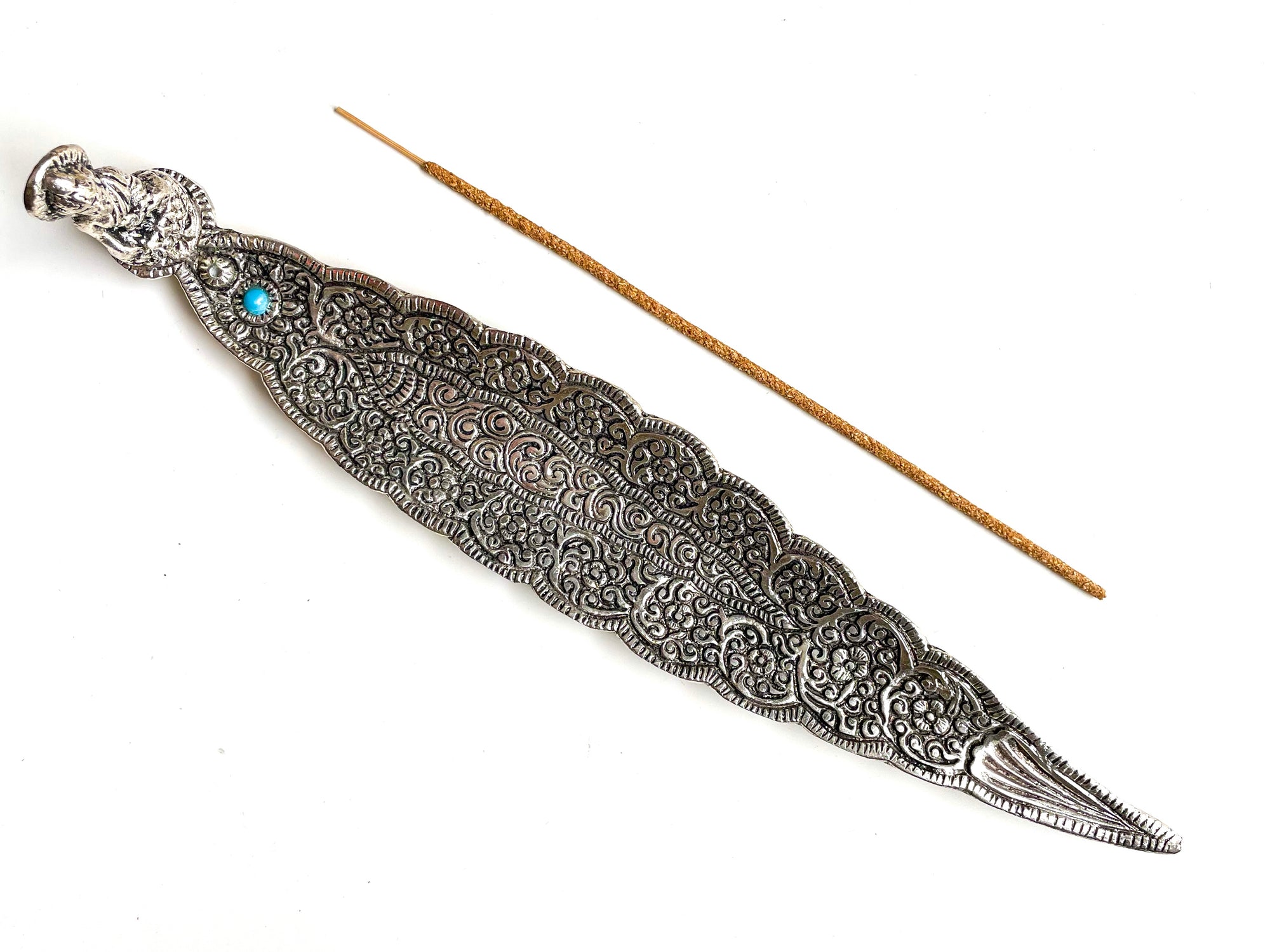 Metal Leaf Incense Stick & Cone Burner 12"