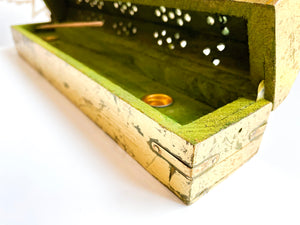 Rustic Gold Wood Incense Stick & Cone Box Burner 12"